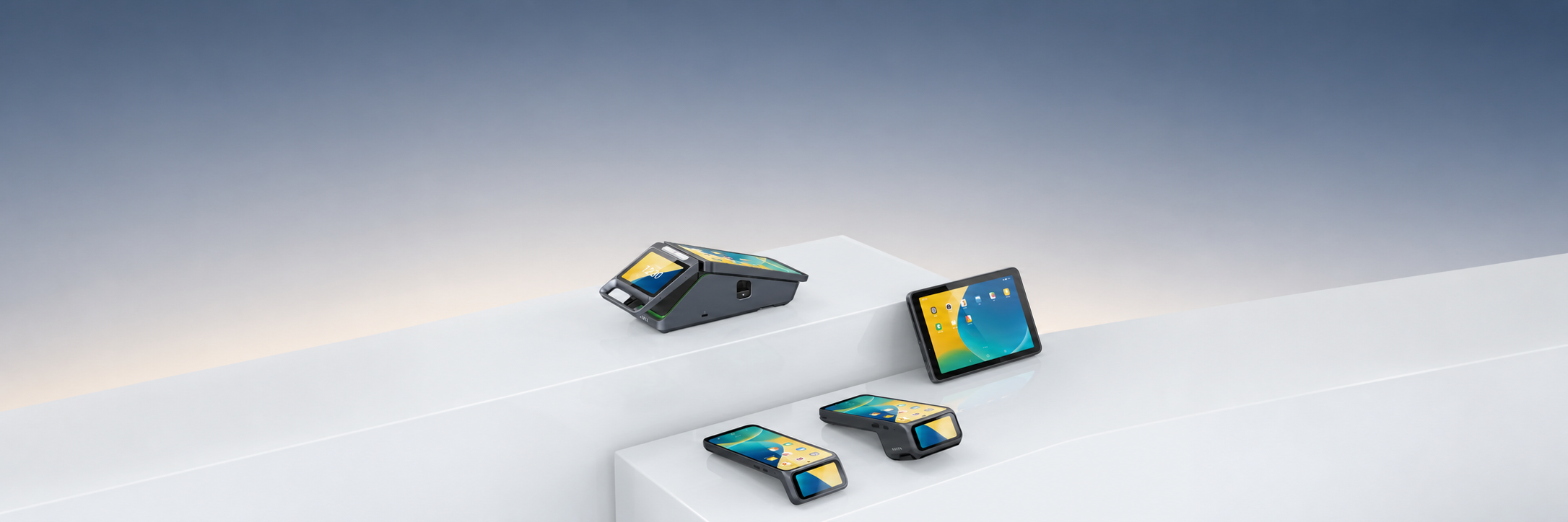 Aurora series product family: P8 Dual, P8 Go, P7 Dual Max and Onepad8 Pay